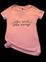 DirtPrincessDesigns Clothing Sorta Sweet Sorta Savage Pink Vneck Sz M Custom Designs  auto decal window sticker sticker accessories car accessories