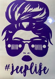 DirtPrincessDesigns Messy Bun/Sunglasses #jeeplife Vinyl Decal Custom Designs  auto decal window sticker sticker accessories car accessories